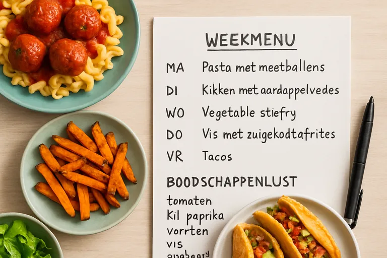 Weekmenu en boodschappenlijst voor kindvriendelijke gerechten