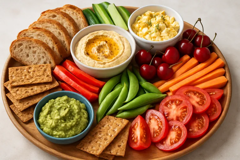 Lunchen met een kleurrijke borrelplank vol hartige hapjes en frisse smaken