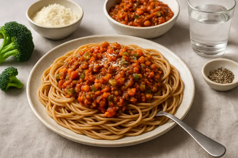 Zo maak je een lichte, groenterijke bolognese met volkoren spaghetti die echt rijk smaakt